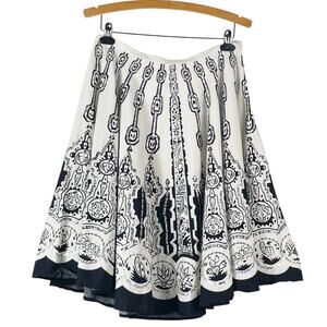 Vintage Carole Little Black White Boho Silver Sequin Circle Skirt Size 8 Lined
